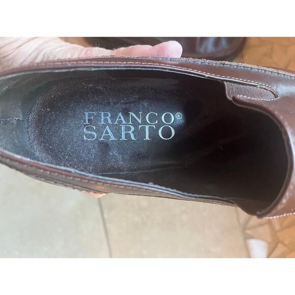 Franco Sarto Women 6.5 Brown Leather Slip On Loafer Y2K 90s Flex Academia Preppy - Picture 6 of 8